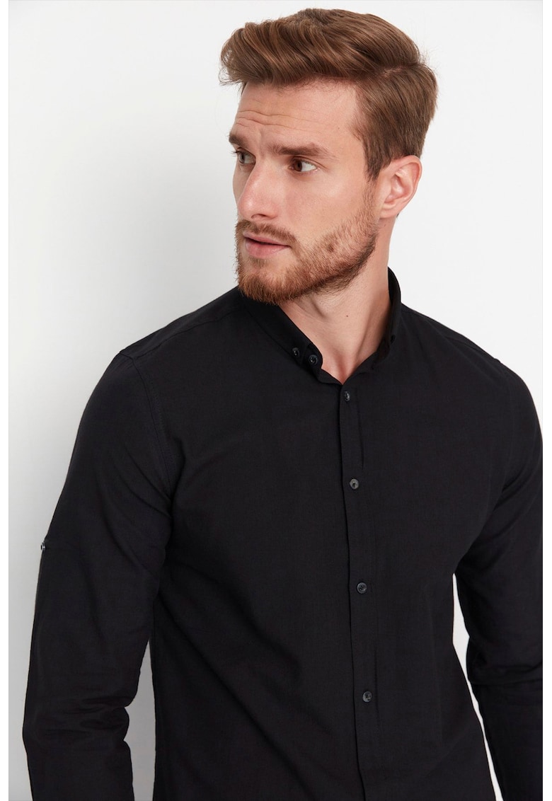 Camasa slim fit cu guler fixat cu nasturi