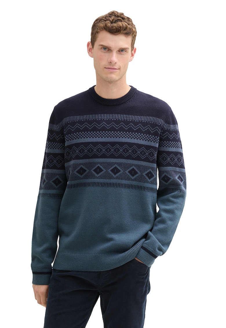 Pulover din amestec de bumbac cu model etnic