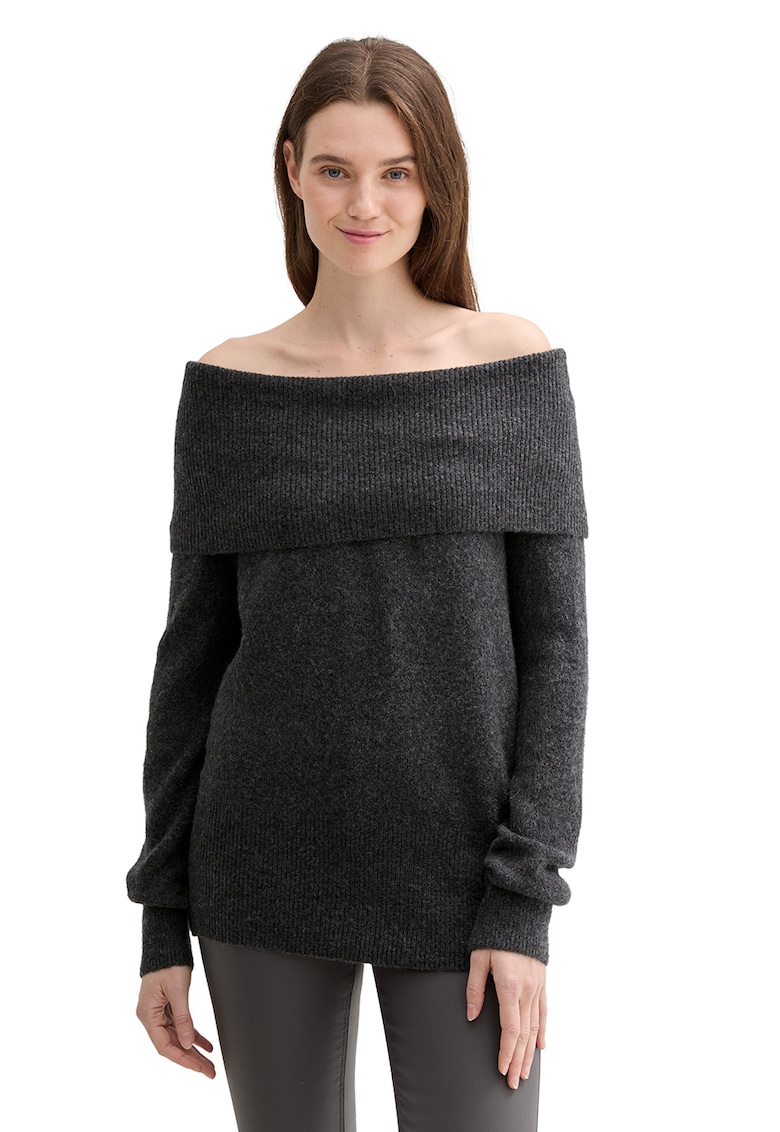 Pulover uni cu decolteu pe umeri