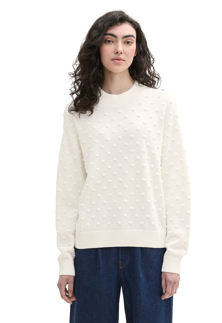 Pulover de bumbac cu decolteu la baza gatului