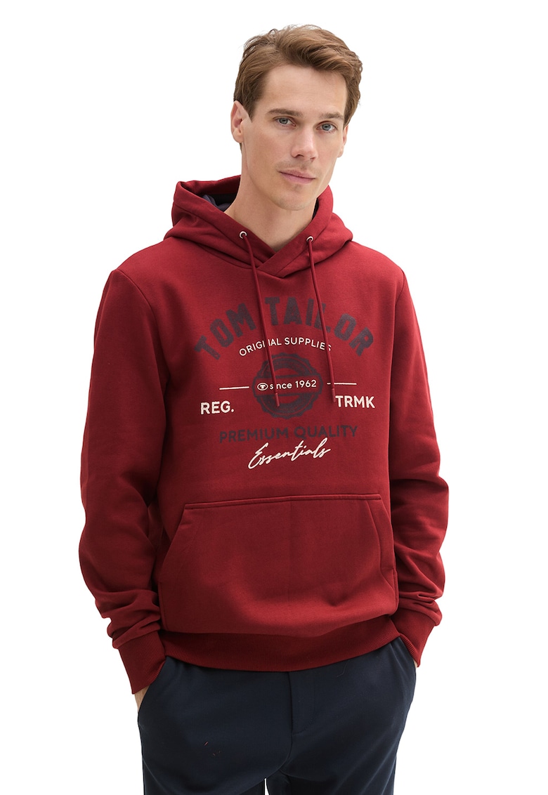 Hanorac cu imprimeu logo - Rosu inchis