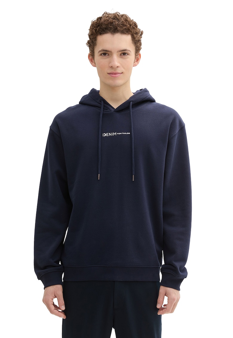 Hanorac din amestec de bumbac - Alb/Bleumarin