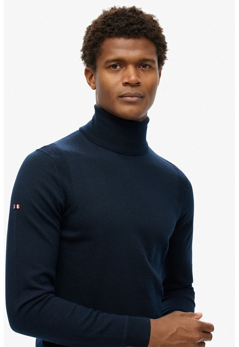 Pulover din amestec de lana cu guler inalt