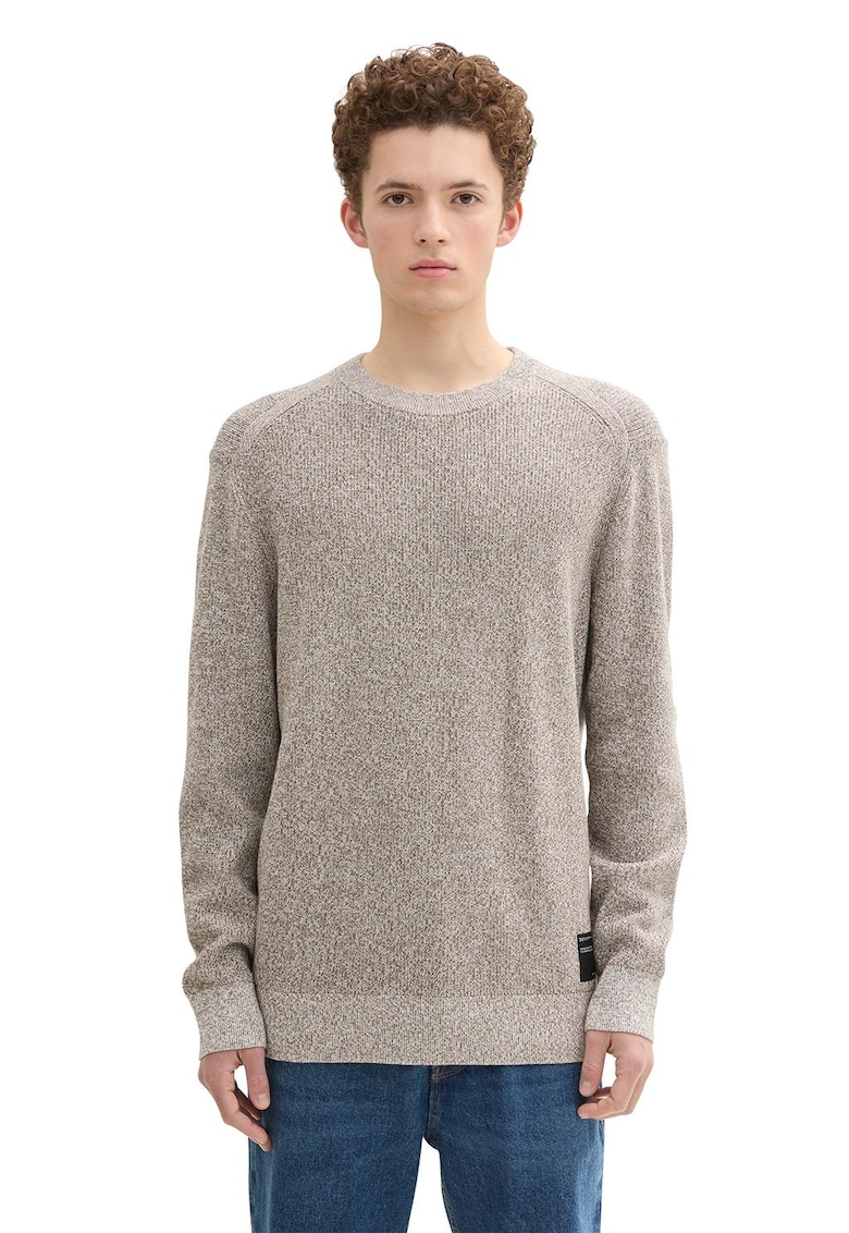 Pulover de bumbac cu decolteu la baza gatului