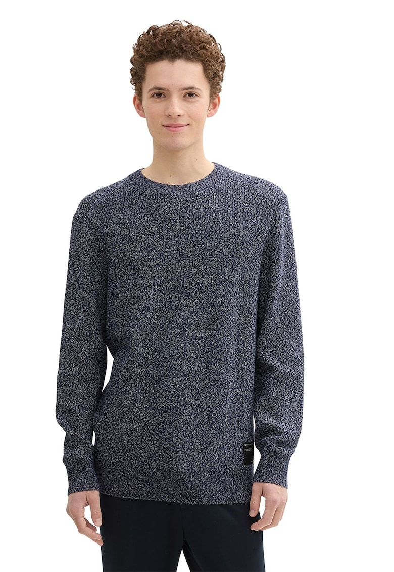 Pulover de bumbac cu decolteu la baza gatului