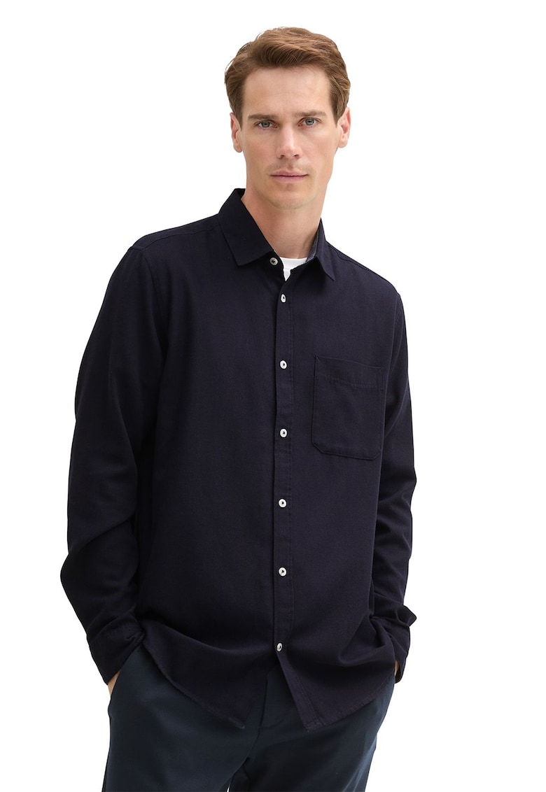 Camasa regular fit cu guler ascutit - Bleumarin