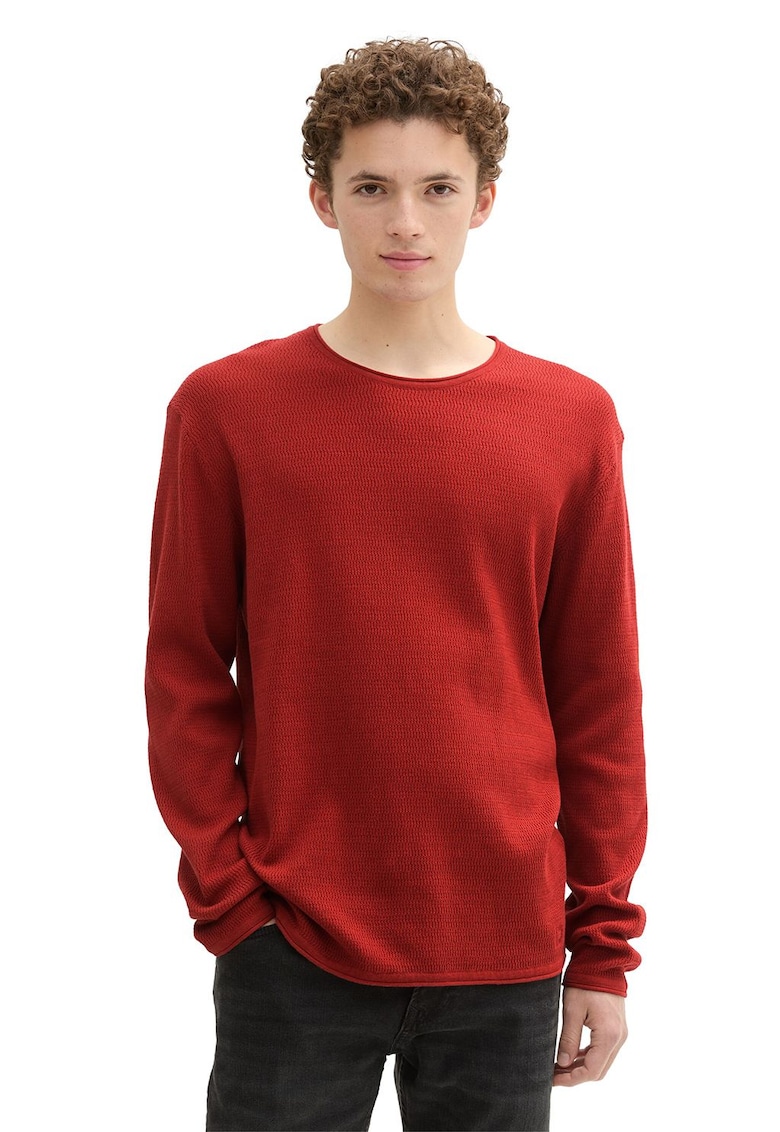 Pulover uni de bumbac cu decolteu la baza gatului