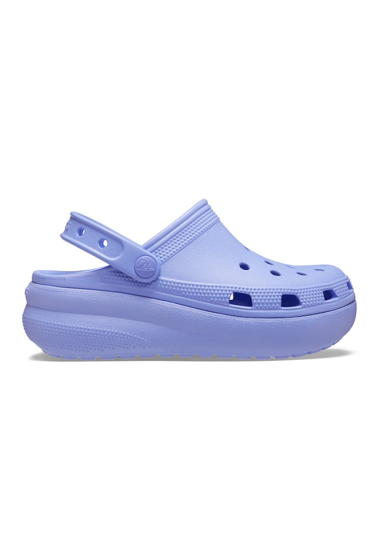 Saboti slingback cu talpa wedge si aspect perforat Cutie - Albastru azur