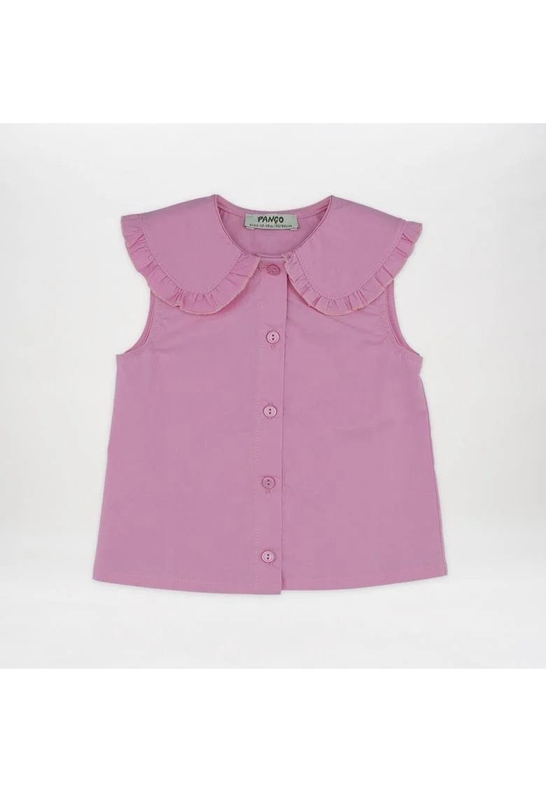 Top cu guler si nasturi - Stella - Roz - pentru fetite
