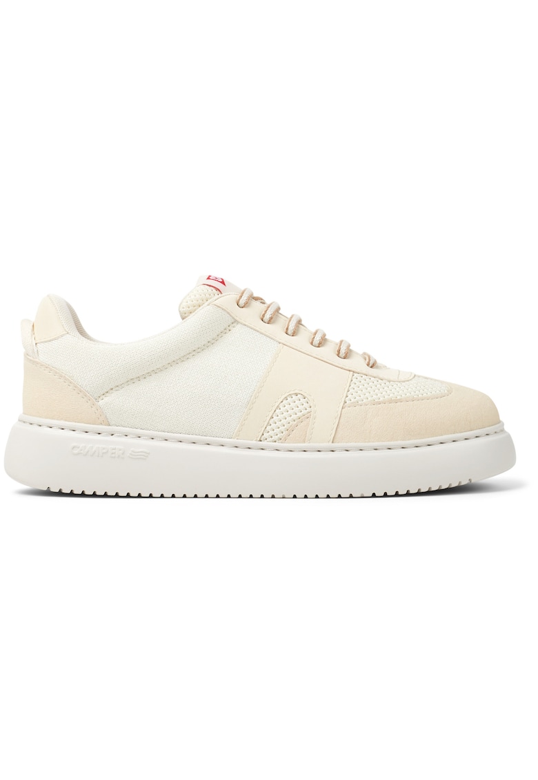 Pantofi sport cu insertii de piele nabuc Runner - Alb murdar/Crem