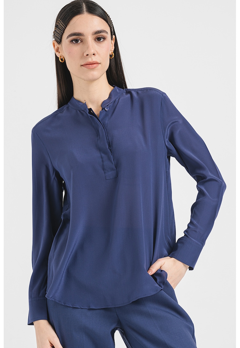 Bluza de matase cu fenta cu nasturi Gianna - Violet aubergine