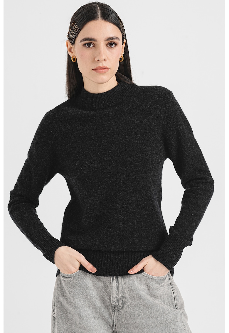 Pulover din amestec de lana cu terminatii striate