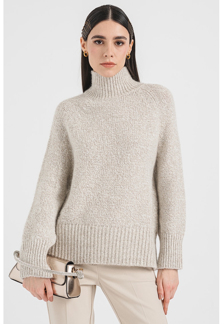 Pulover uni din amestec de mohair