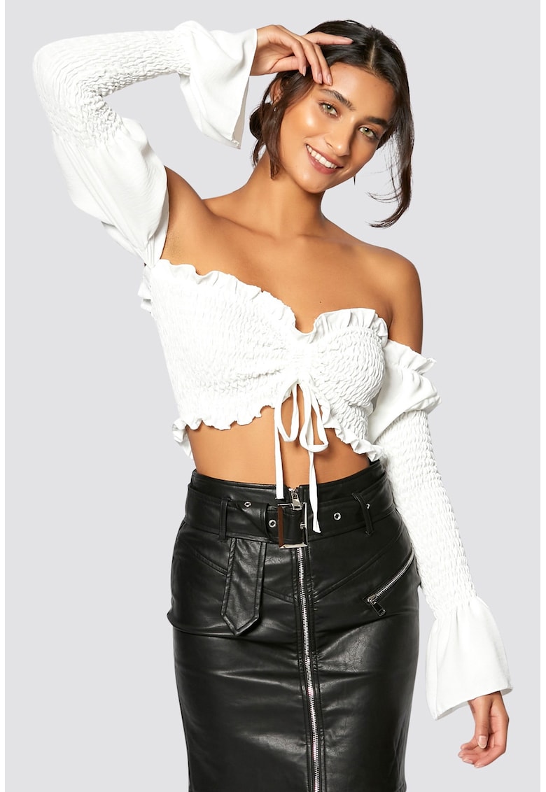 Bluza crop cu mansete-clopot