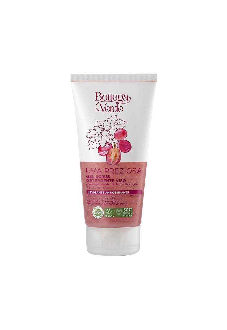 Gel scrub - pentru fata - cu extract hiperfermentat de struguri rosii - Uva Preziosa - 150 ML -