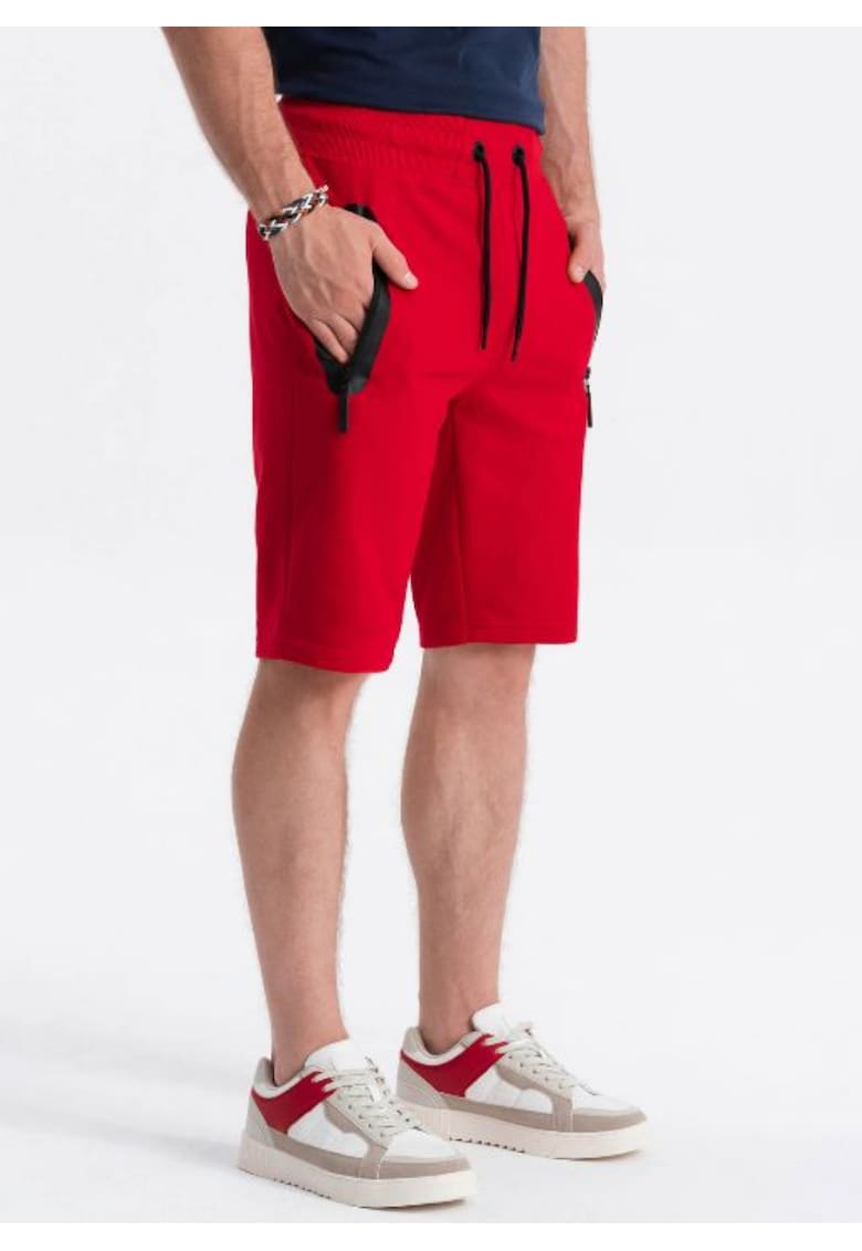 Pantaloni scurti cu snur  W527 - Pentru barbati - Bumbac