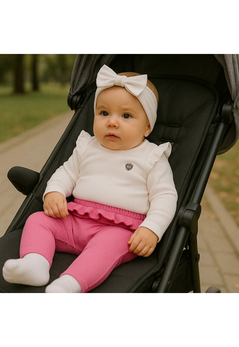 Colanti cu detaliu volan in talie  - Hope - Fucsia - pentru fetite Colanti cu detaliu volan in talie  - Hope - Fucsia - pentru fetite