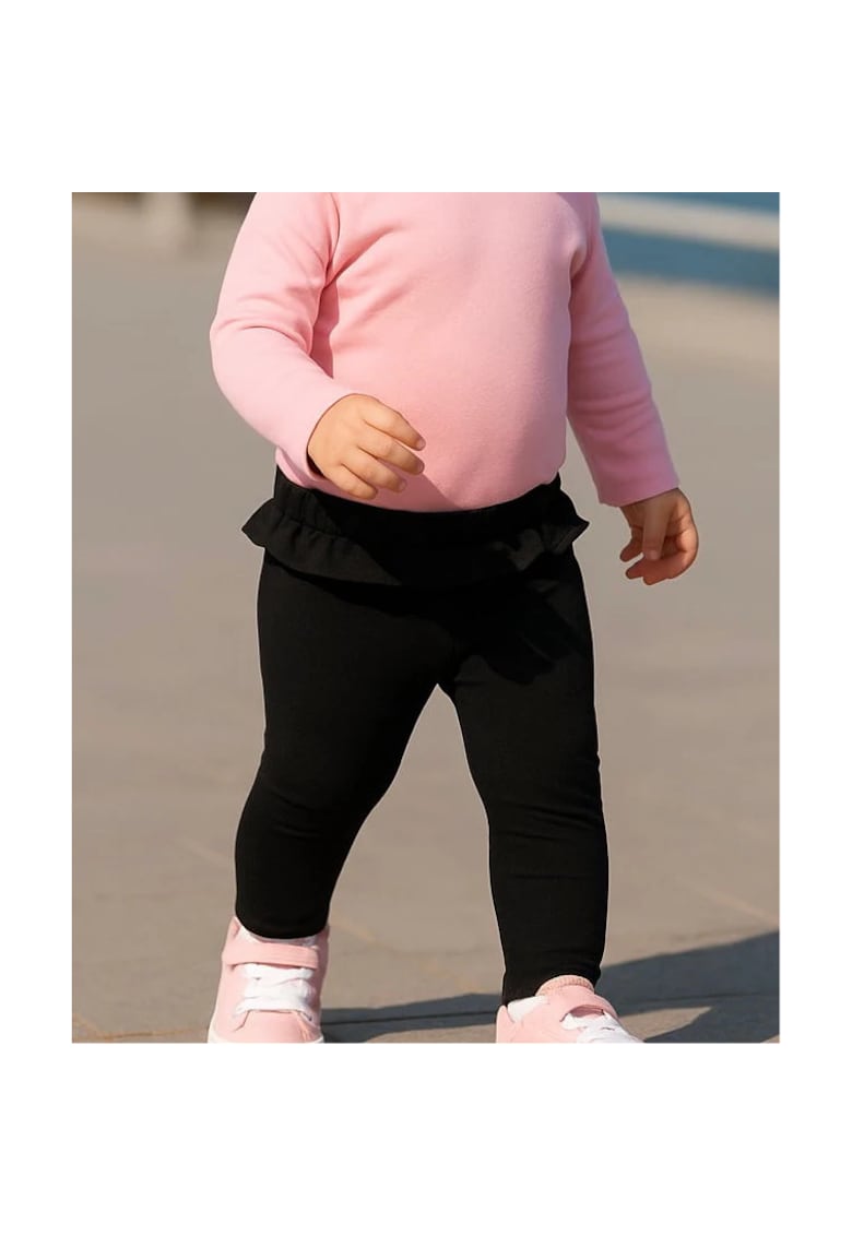 Colanti cu volan in talie si detaliu Verde Fosforescent  - Zebra`s - Negru - pentru fetite