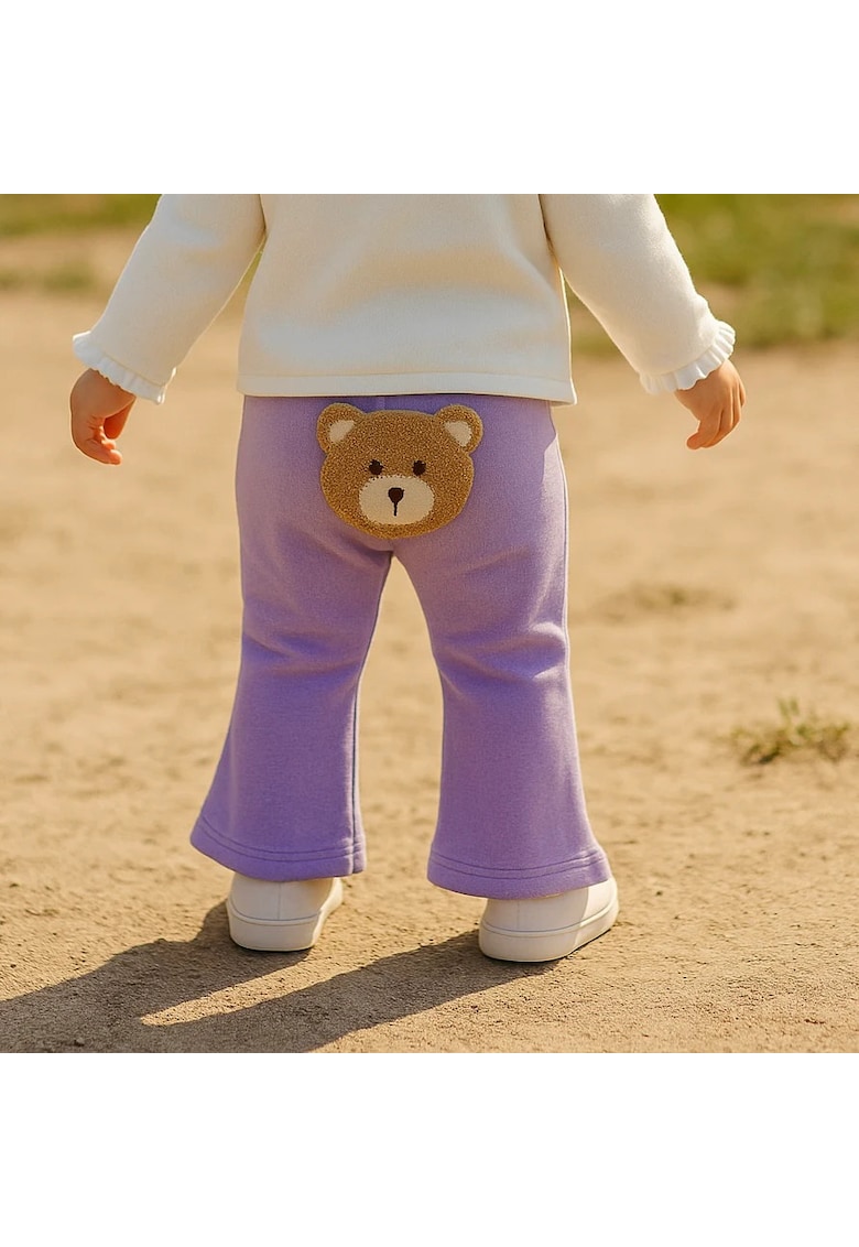 Colanti evazati cu ursulet aplicat  - Cute Bear - Mov - pentru fetite