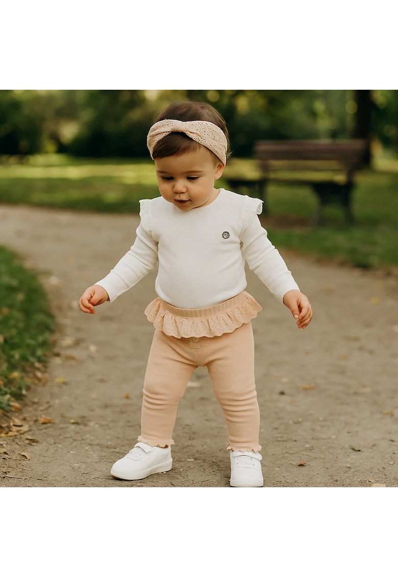 Colanti cu volan din dantela  - Essential - Somon - pentru fetite Colanti cu volan din dantela  - Essential - Somon - pentru fetite