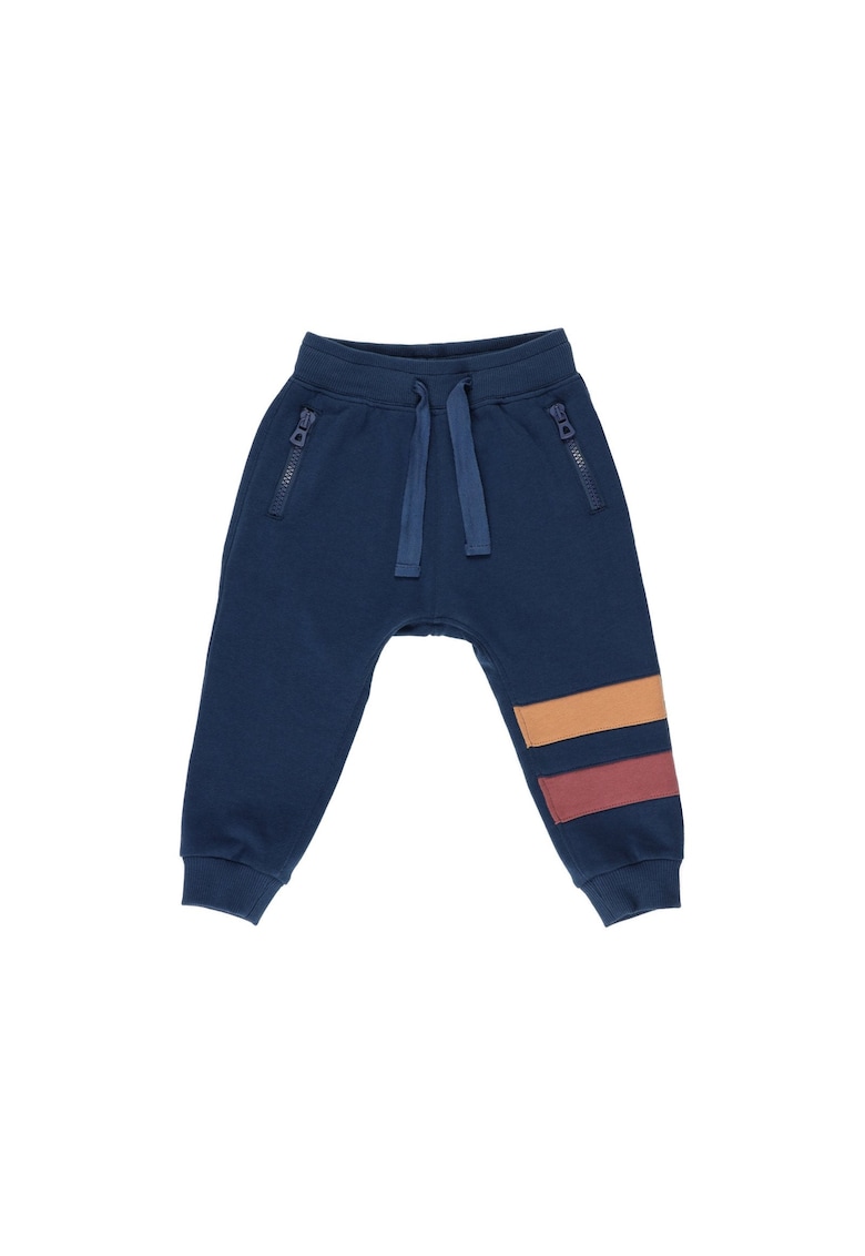 Pantaloni sport - Moments - Albastru Navy cu dungi Galben si Rosu - pentru baietei - Albastru marin