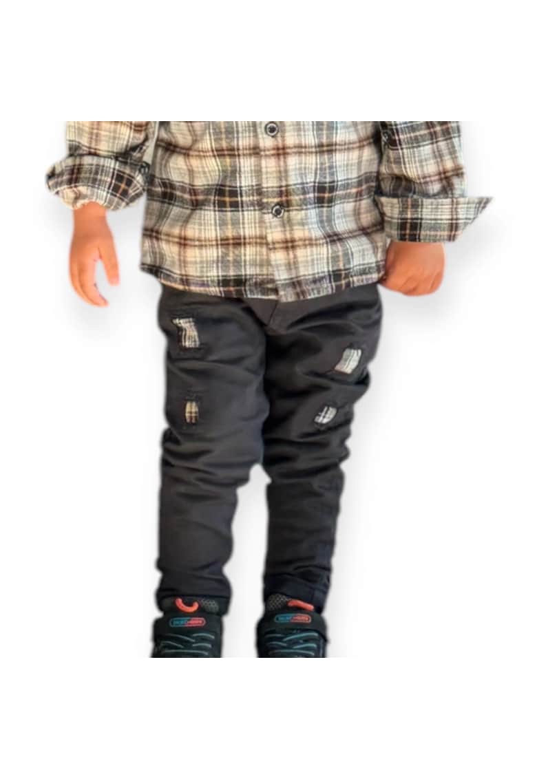 Pantaloni rock cu patchuri crem  - Road Legend - Negru - pentru baietei