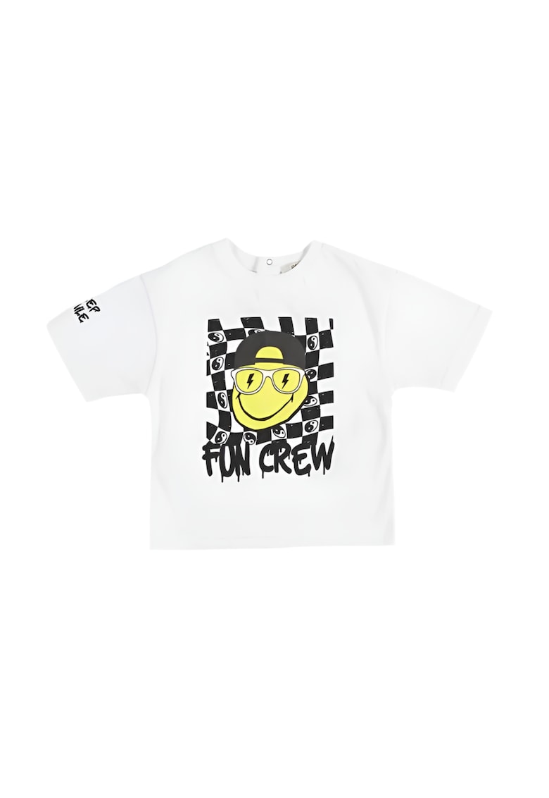 Tricou Fun Crew - Feeling Good - Alb si Negru - pentru baietei - Alb