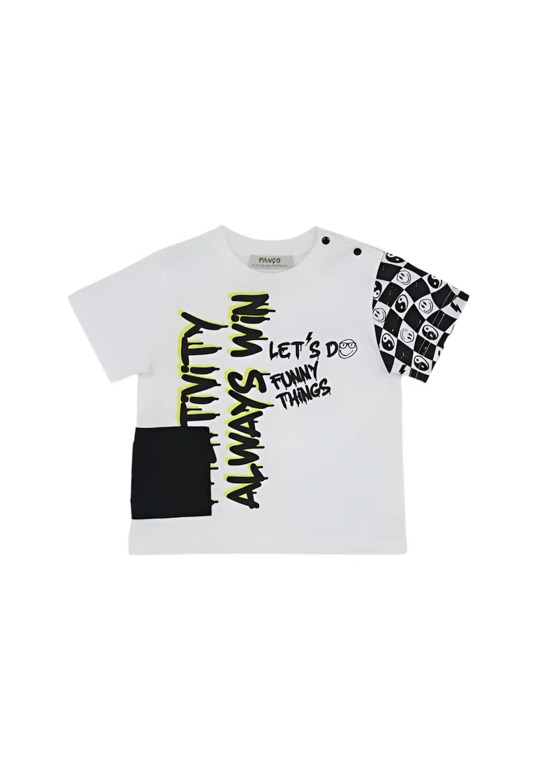 Tricou imprimat - Feeling Good - Alb/Negru - pentru baietei