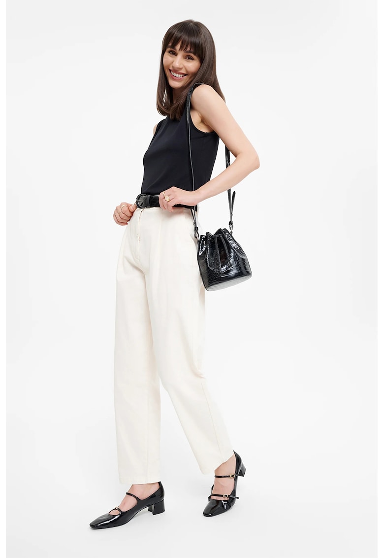 Top din amestec de viscoza cu model uni - Negru