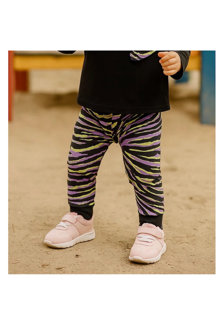 Pantaloni sport - Zebra - Negru si Mov - pentru fetite