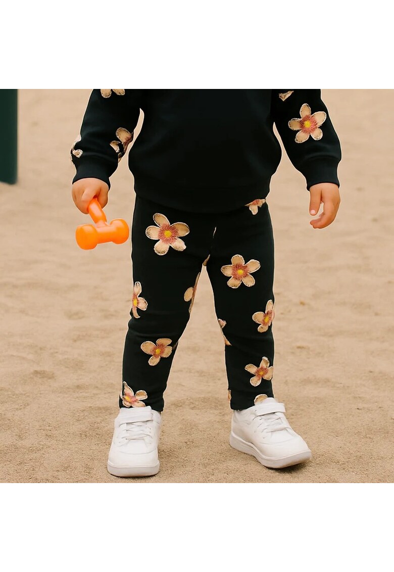 Pantaloni cu imprimeu floral - Good Day - Negru - pentru fetite - Negru