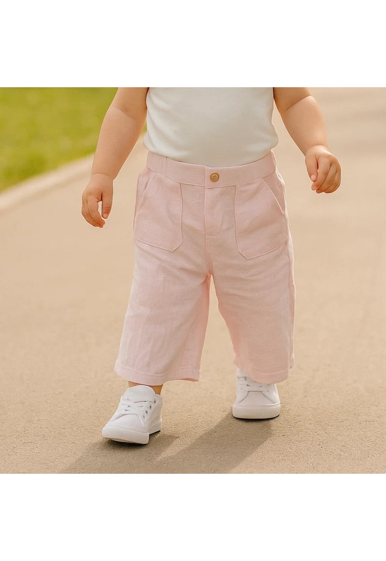 Pantaloni largi cu pliuri -Star Light - Roz - pentru fetite