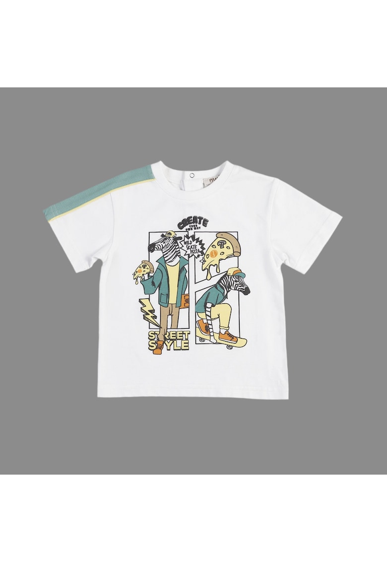 Tricou cu imprimeu zebra - Super Skater - Alb - pentru baietei
