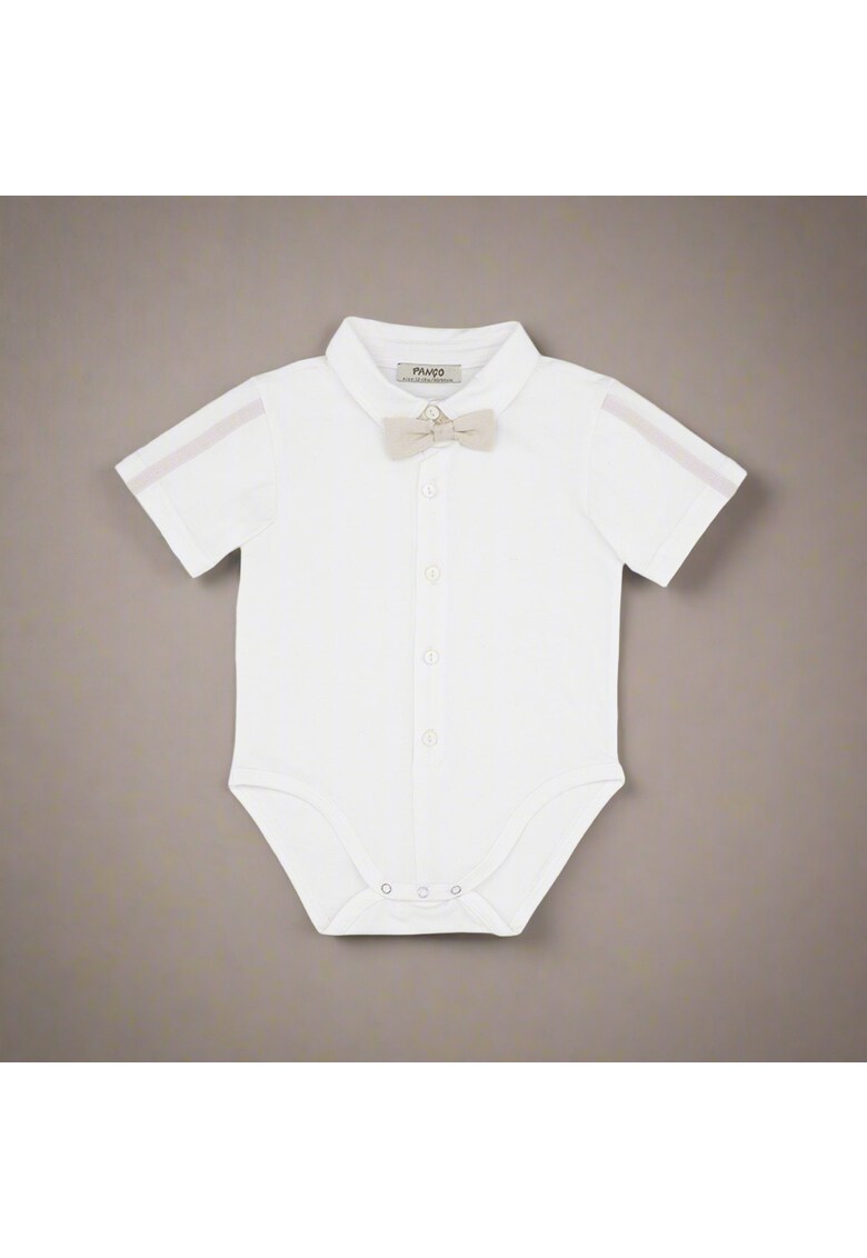 Body cu maneca scurta - cu guler si papion - Party - Ecru - pentru baietei