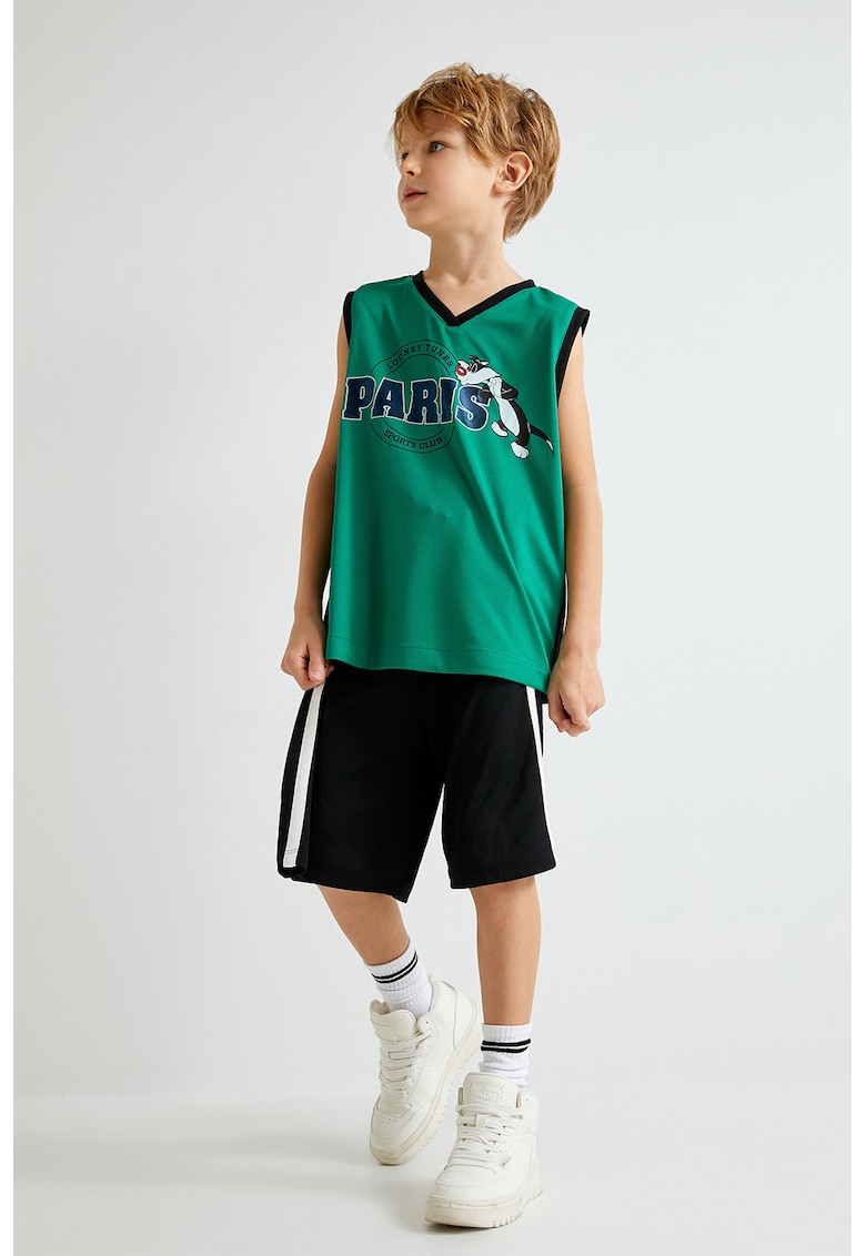 Pantaloni scurti cu snur si dungi contrastante