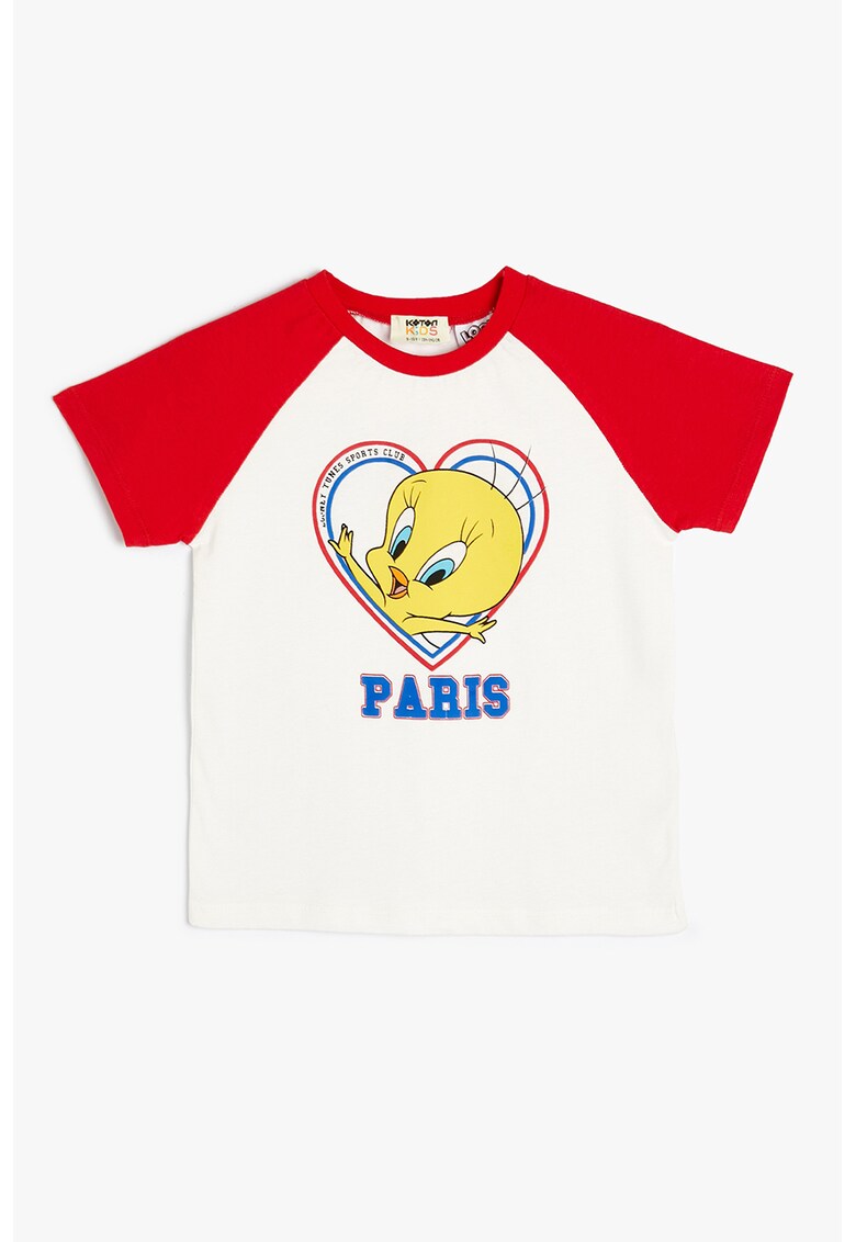 Tricou de bumbac cu imprimeu Tweety - Rosu/Alb