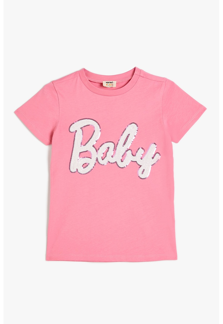 Tricou cu aplicatii text cu paiete