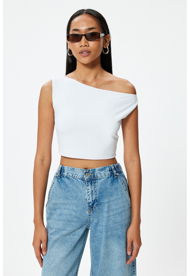 Top crop slim fit - Alb