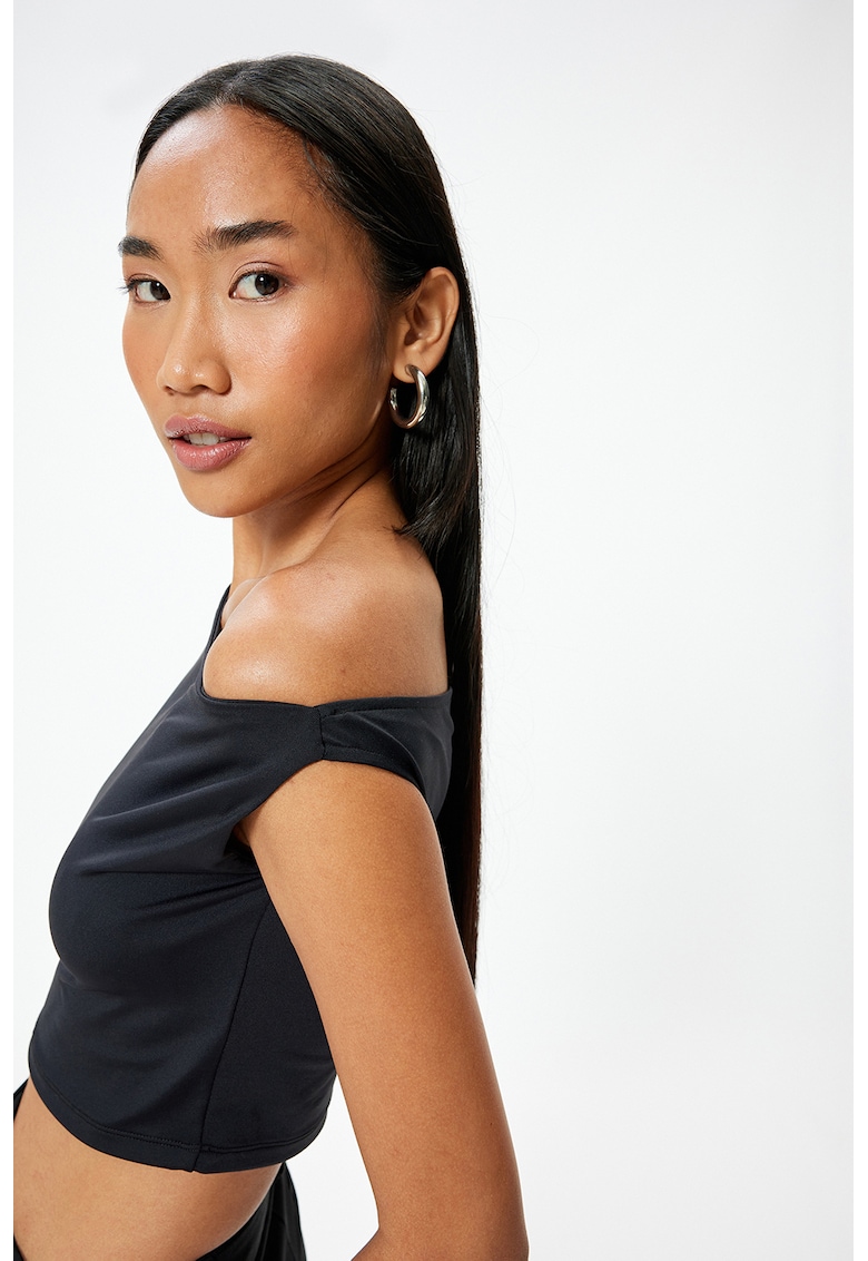 Top crop slim fit - Negru