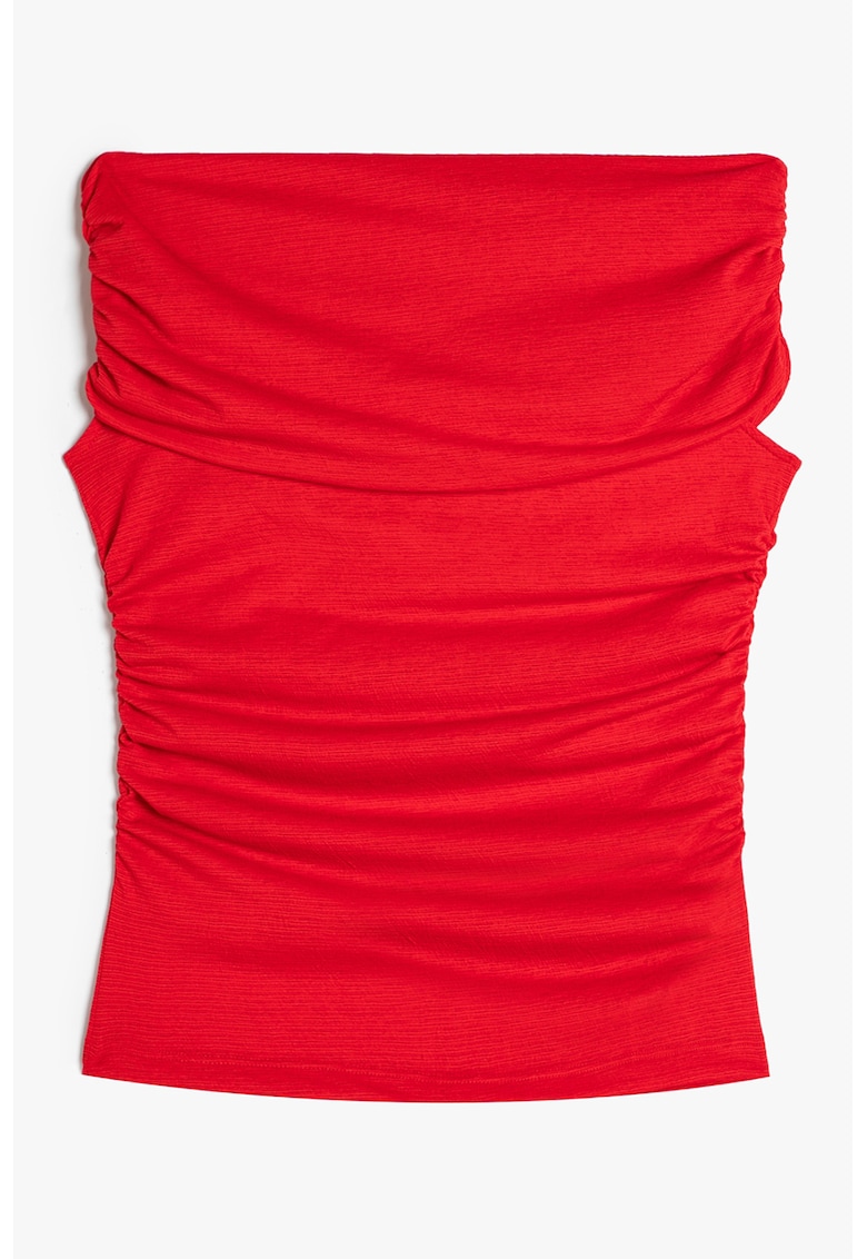 Top slim fit cu decolteu pe umeri - Alb/Albastru deschis