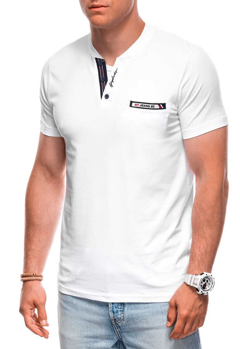 Tricou cu detaliu pe piept - Alb