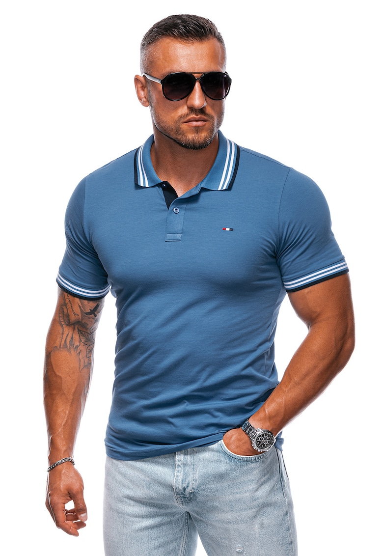 Tricou polo din amestec de bumbac - Albastru