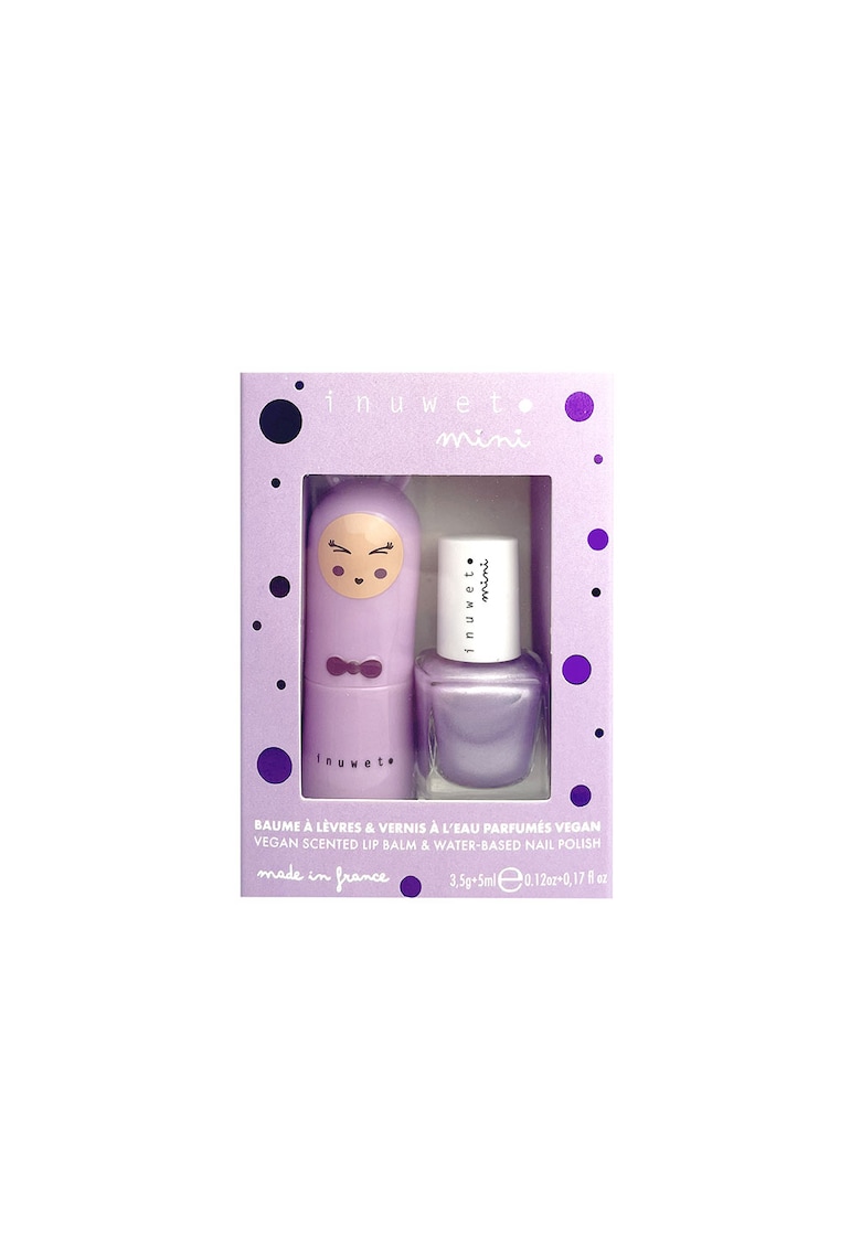 Set cadou copii balsam de buze cu parfum de bezea & oja pe baza de apa cu parfum de coacaze - 2 buc