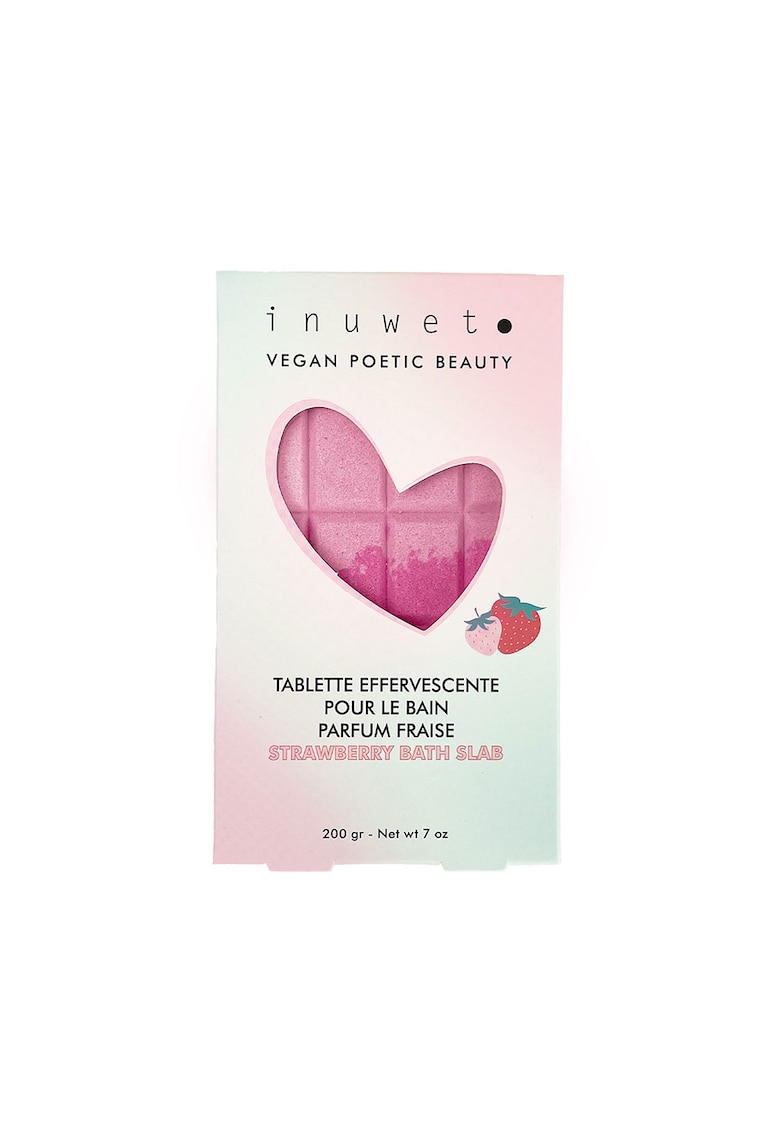 Tableta efervescenta pentru baie in forma de ciocolata - cu parfum de capsuni - 200 gr