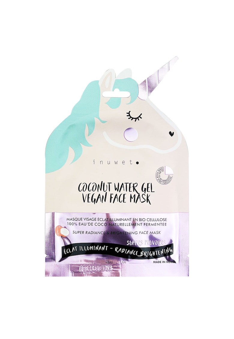 Masca de fata iluminatoare din bioceluloza Coconut Water Gel - Unicorn - 30 ml
