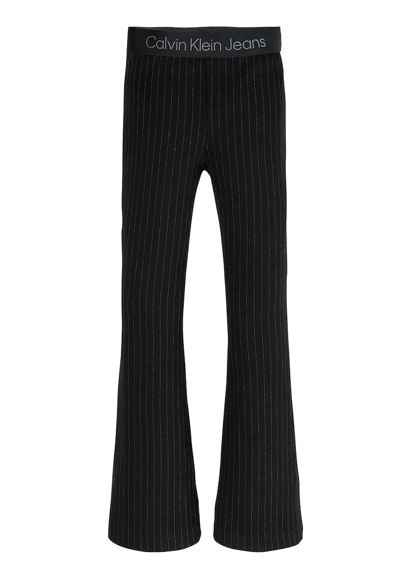Pantaloni cu model in dungi si banda logo in talie