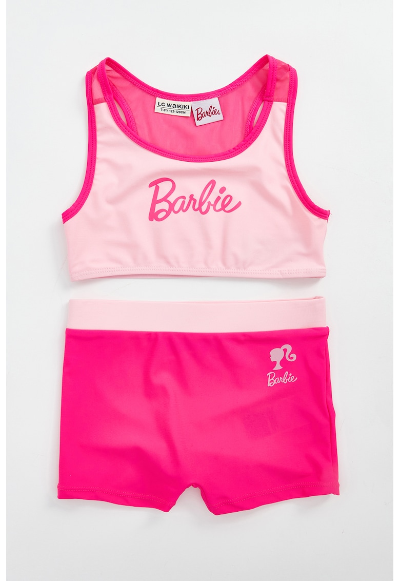 Costum de baie in doua piese cu imprimeu cu Barbie