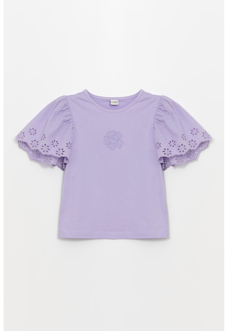 Tricou cu maneci valurite - Lila