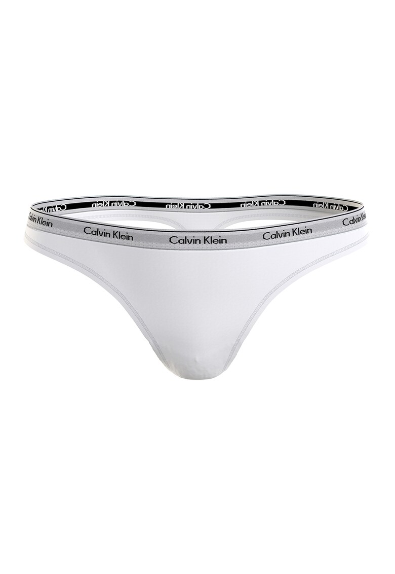 Chiloti tanga cu banda logo in talie - Alb