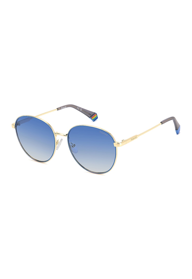 Ochelari de soare rotunzi unisex cu lentile polarizate - Auriu/Albastru